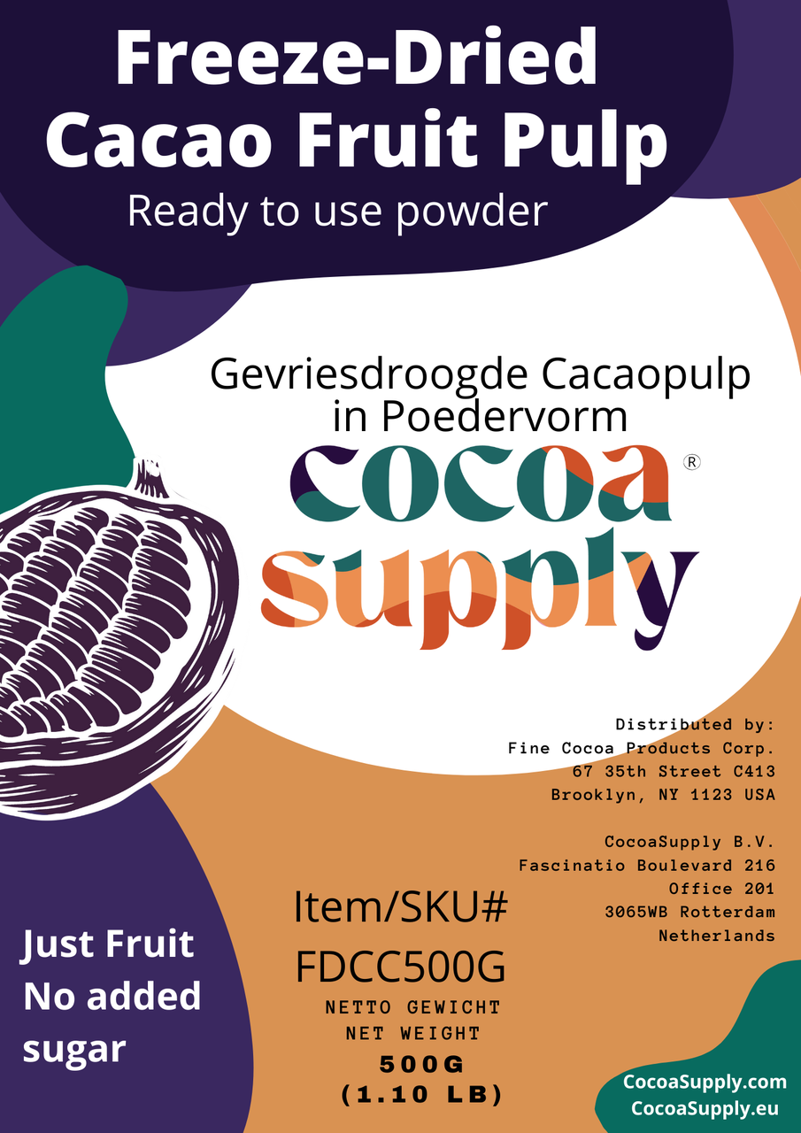 label for freeze dried cacao fruit pulp powder
