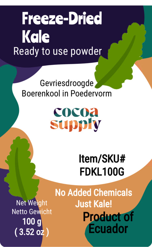 label for kale freeze dried powder